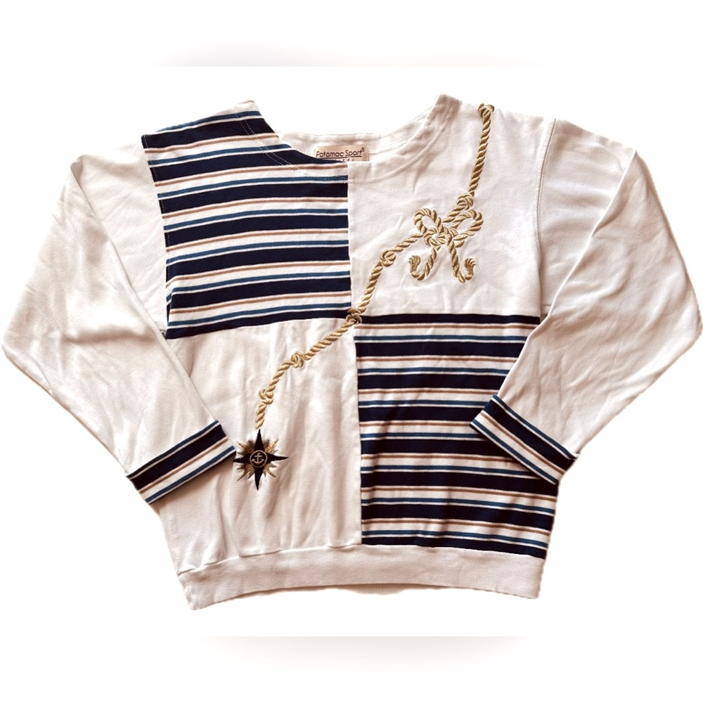 Potomac Sport long sleeve nautical boat shirt top sweater in a petite size (P)‎